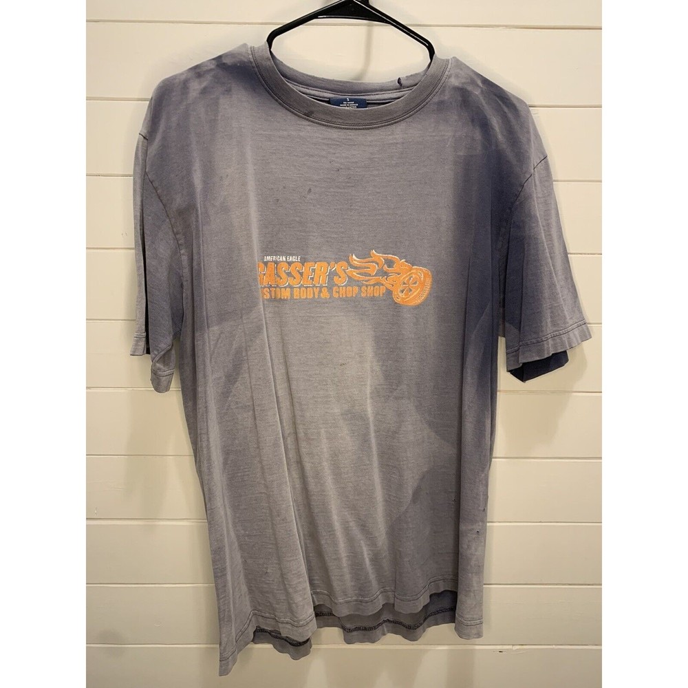 Distressed Sun-Faded Small Men’s T-Shirt American Eagle Gassers Chop Shop